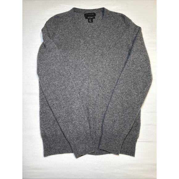 Tahari Gray 100% 2-Ply Cashmere V Neck Knit Sweater Womens Size Medium EUC - Picture 12 of 15